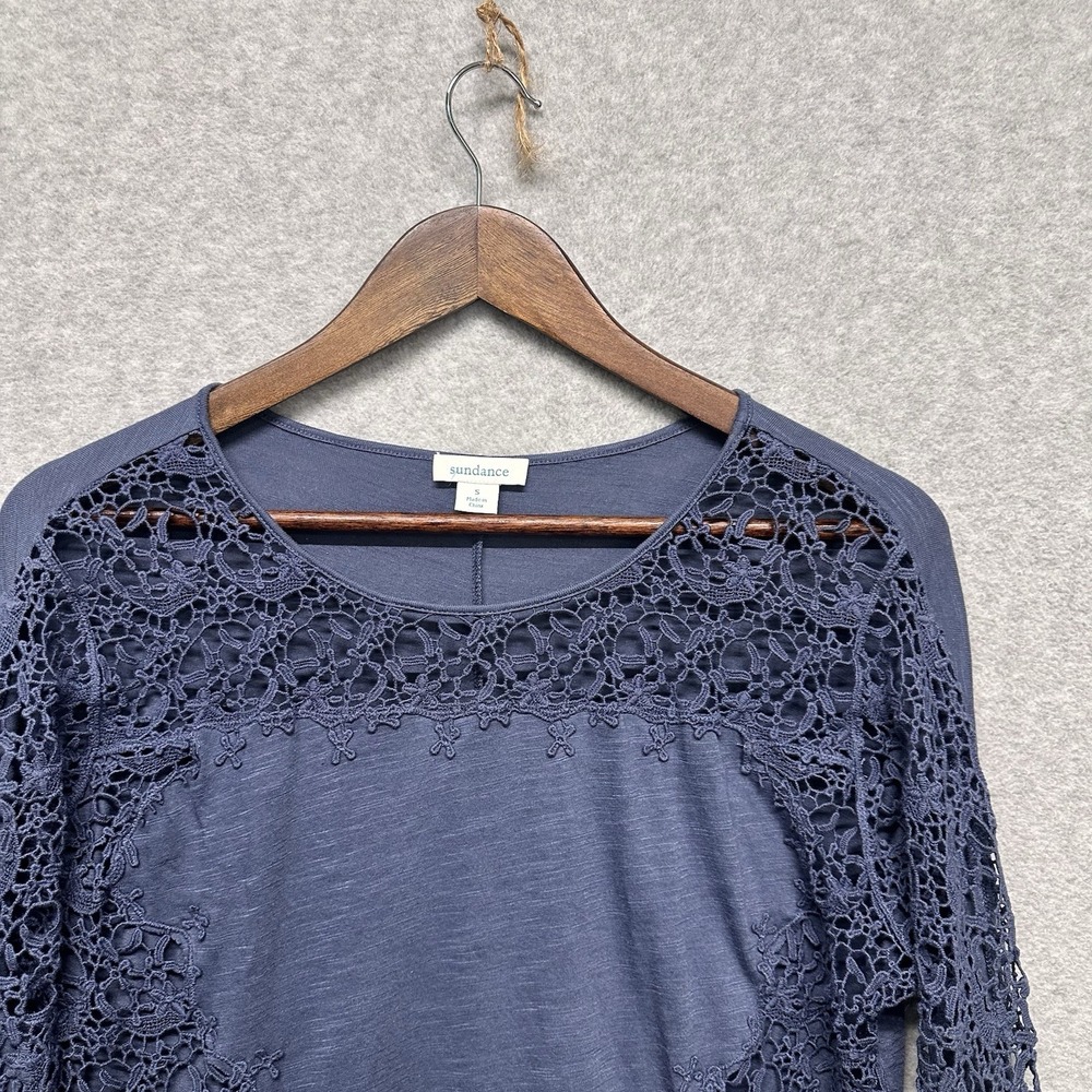 Sundance Lily's Paramour Womens Long Sleeve Crochet Top in‎ Stormy Blue Size S - Picture 6 of 12